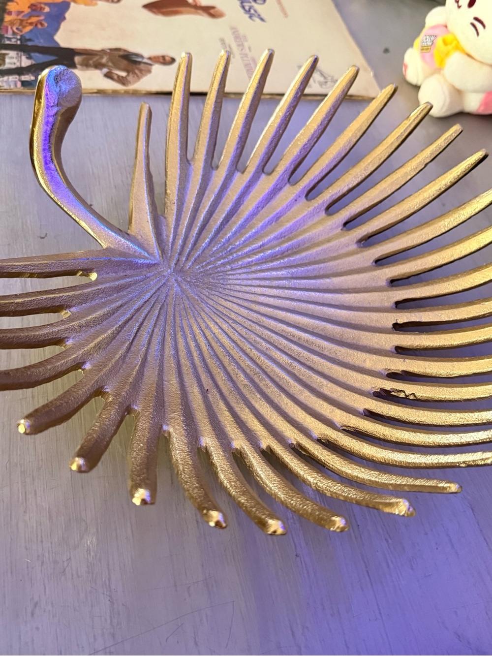 Made in India Decorative Gold Fan-Shaped Metal Bowl